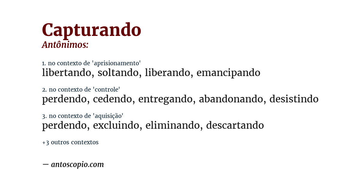 Antônimo de capturando