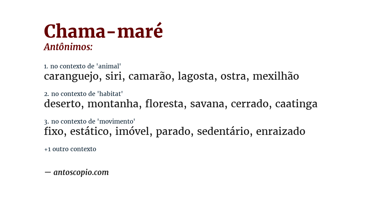 Antônimo de chama-maré