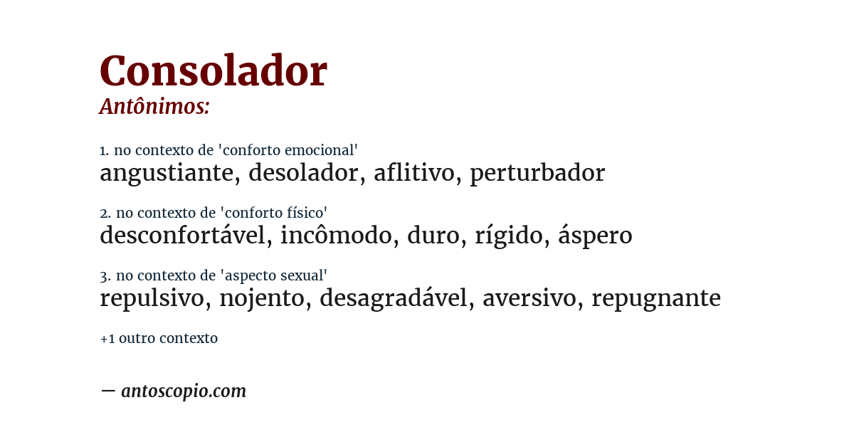Antônimo de consolador