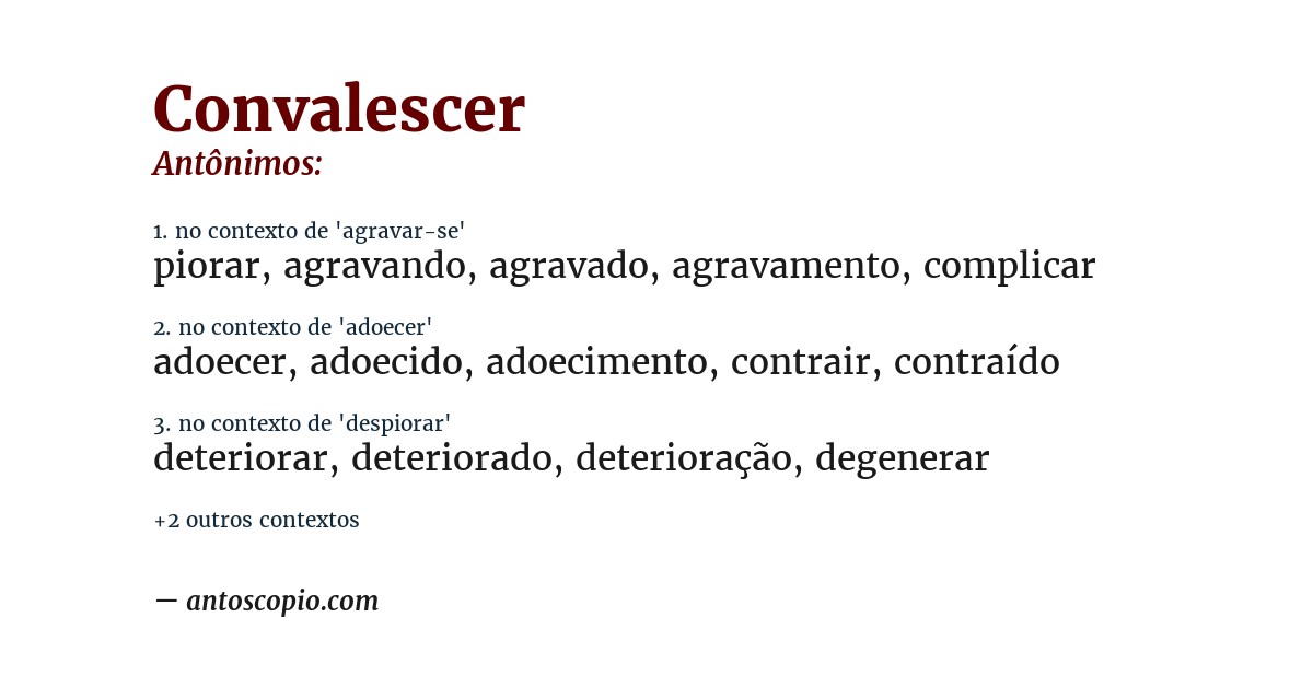 Antônimo de convalescer