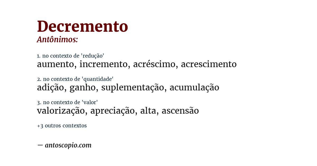 Antônimo de decremento