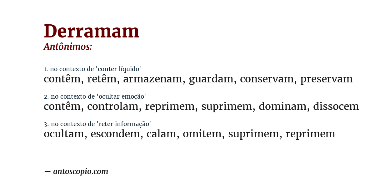 Antônimo de derramam