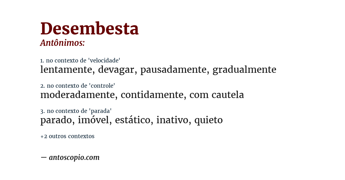 Antônimo de desembesta