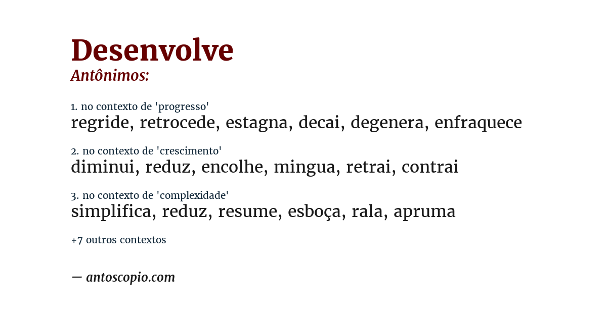 Antônimo de desenvolve