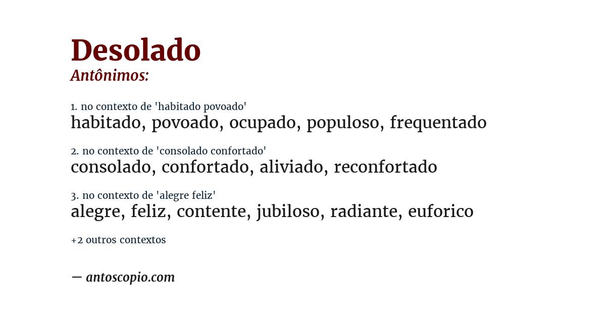 Antônimo de desolado