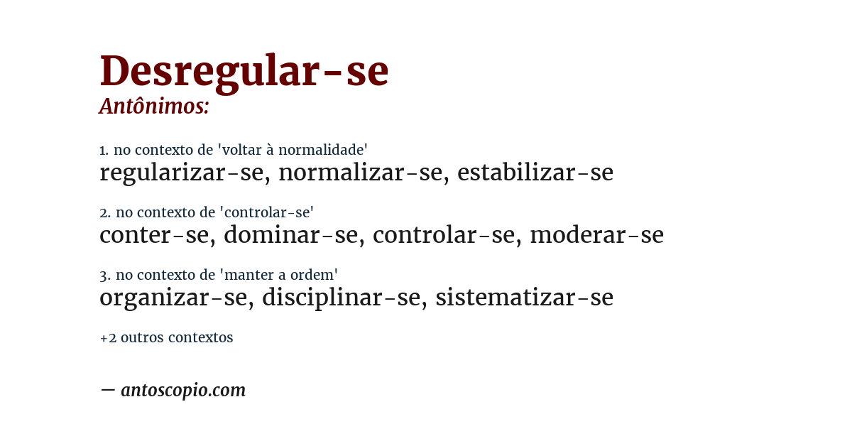 Antônimo de desregular-se