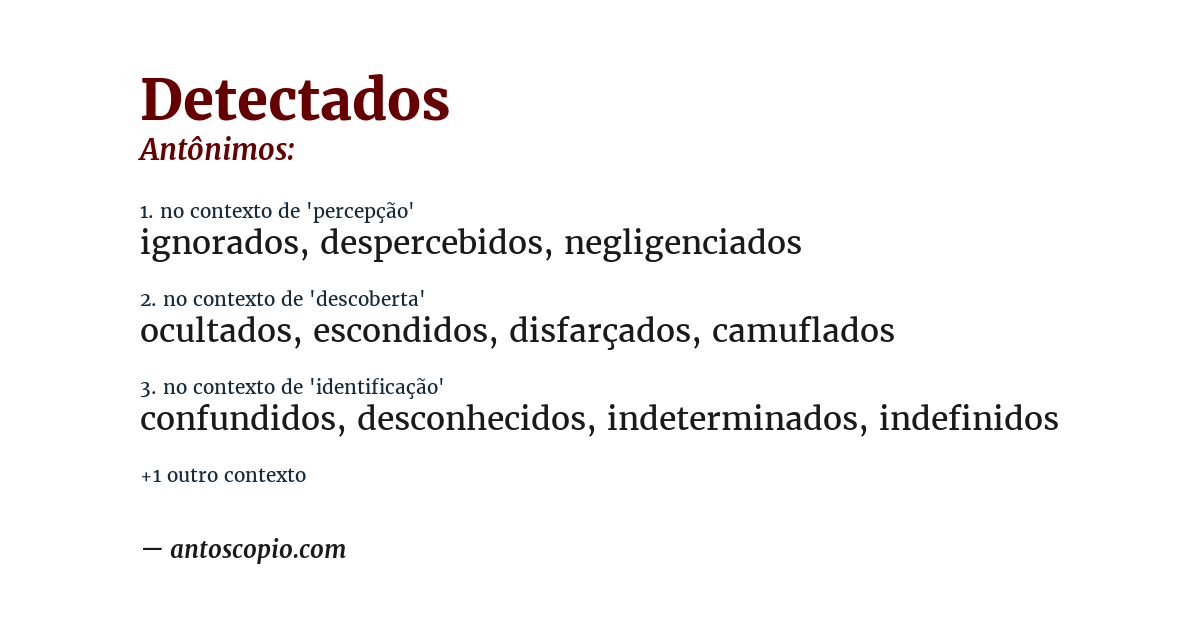 Antônimo de detectados