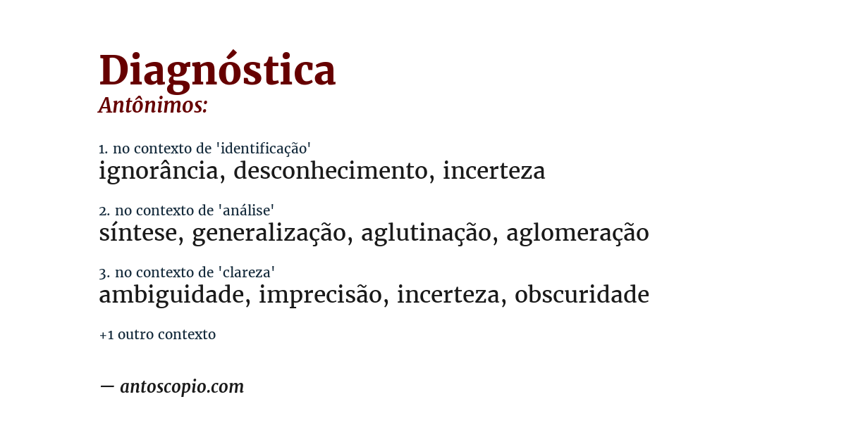 Antônimo de diagnóstica
