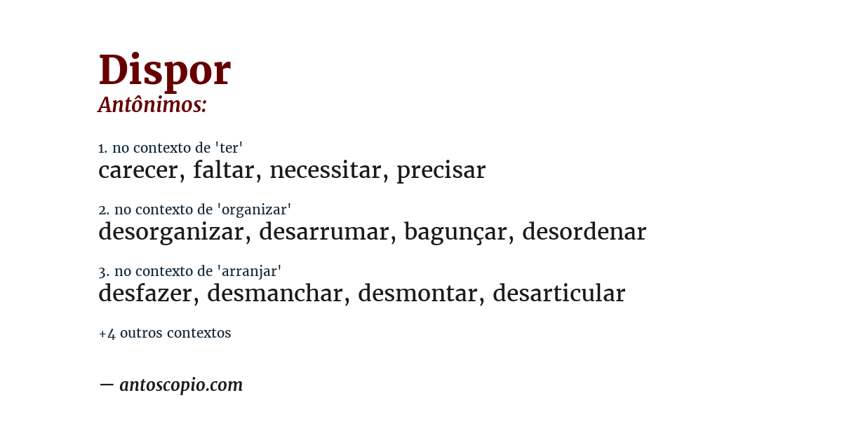 Antônimo de dispor