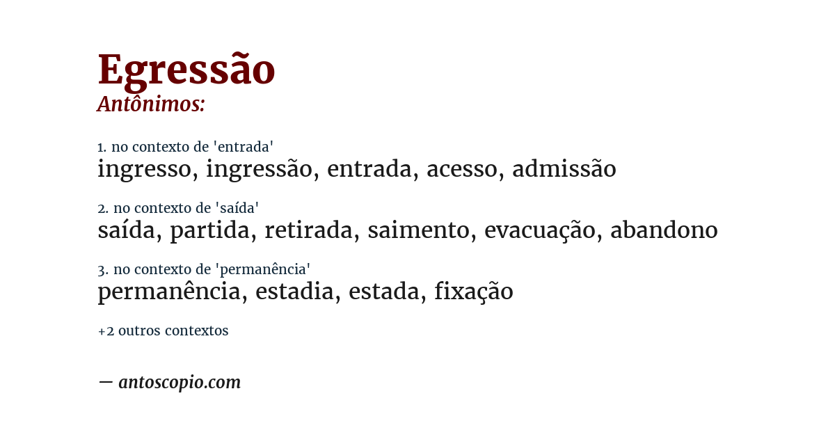 Antônimo de egressão