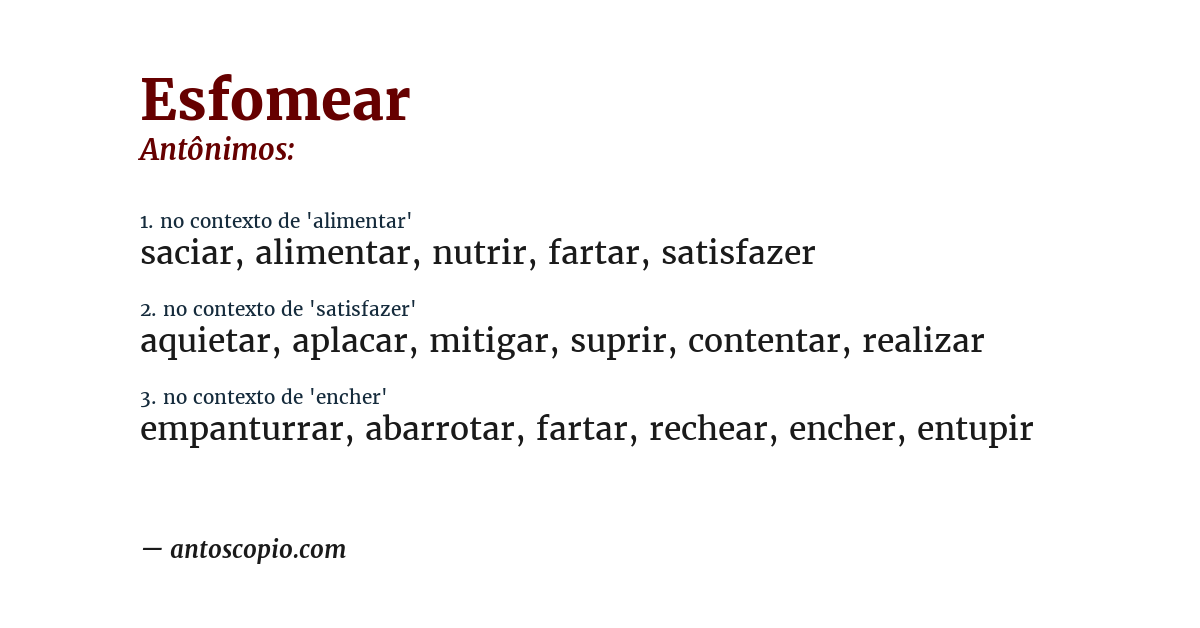 Antônimo de esfomear