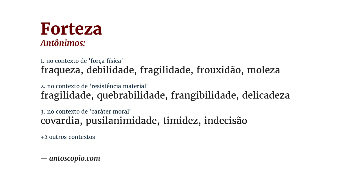 Antônimo de forteza