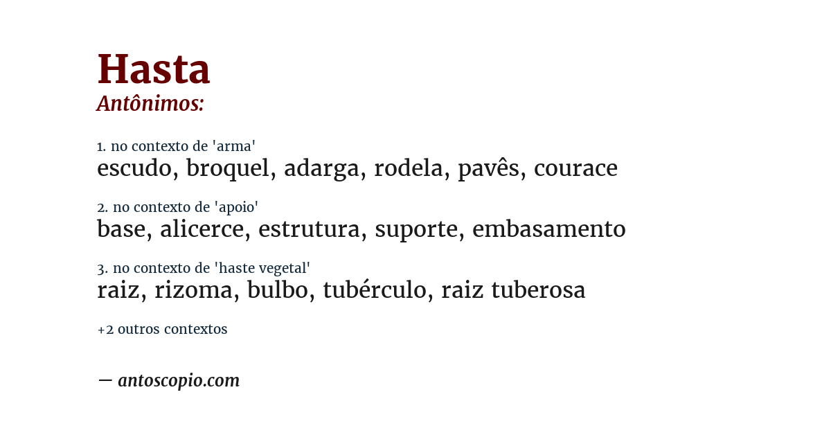 Antônimo de hasta