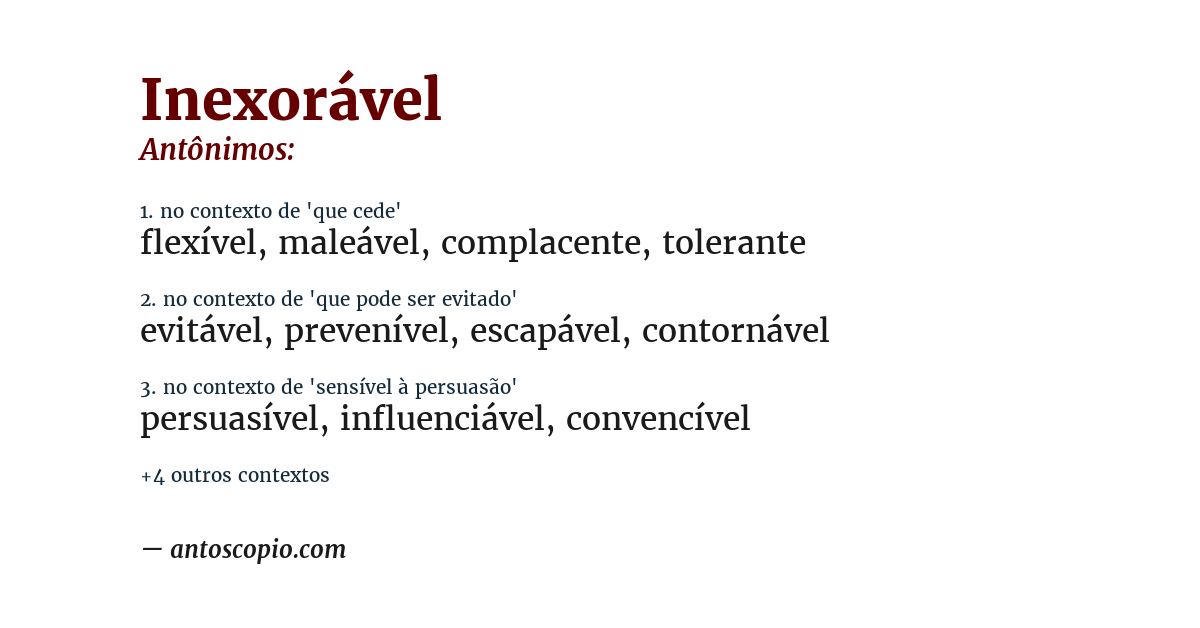 Antônimo de inexorável