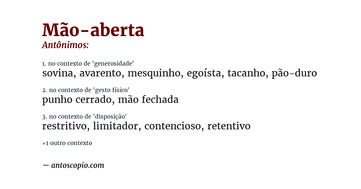 Antônimo de mão-aberta