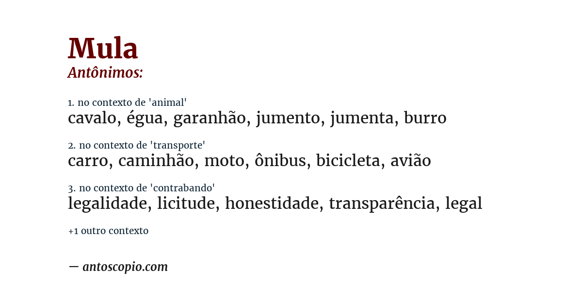 Antônimo de mula