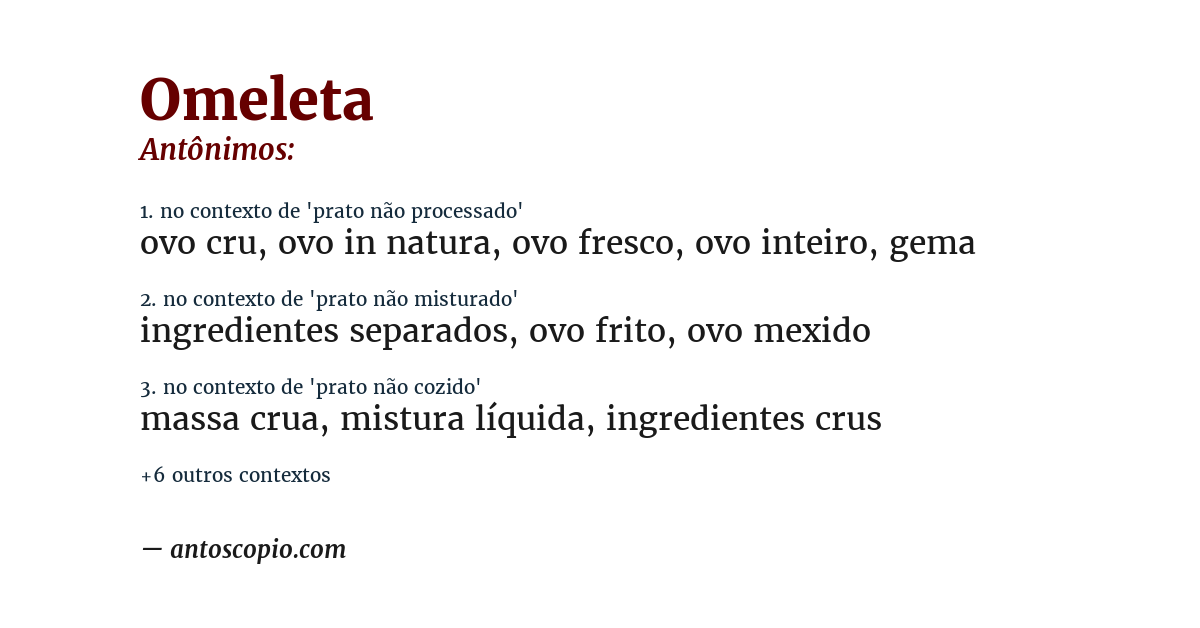 Antônimo de omeleta