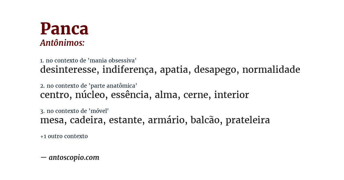 Antônimo de panca