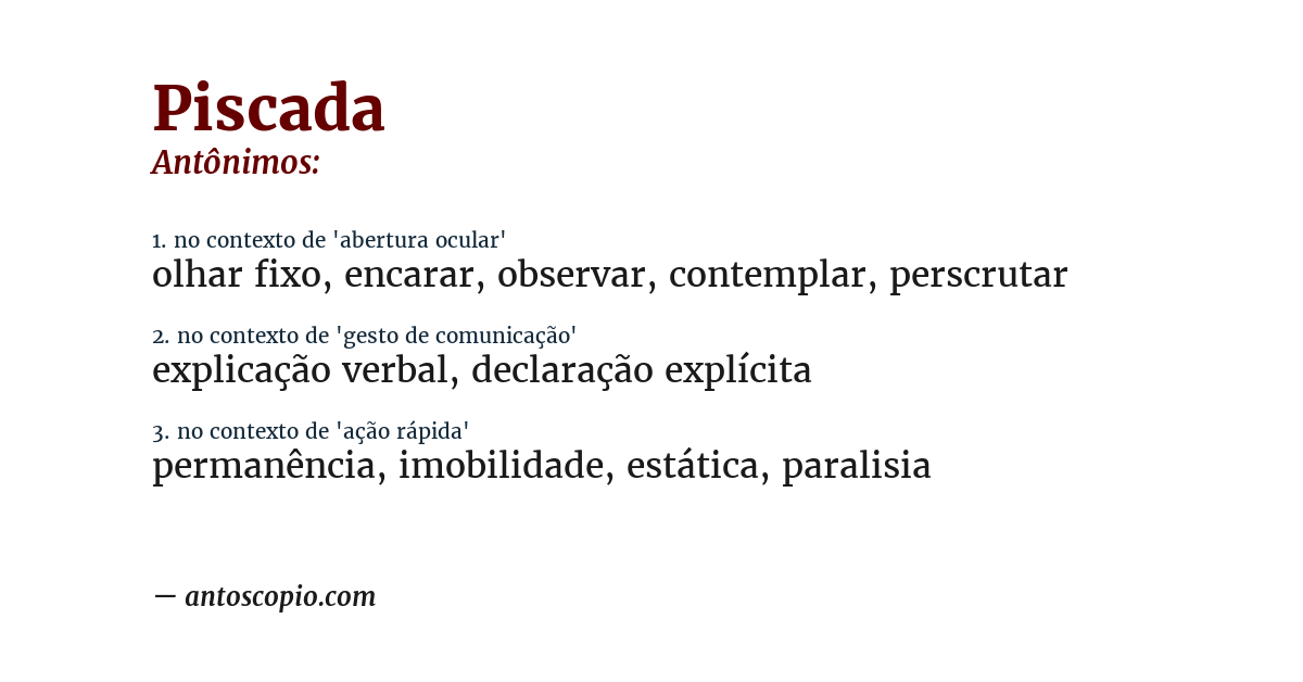 Antônimo de piscada