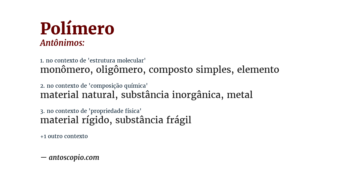 Antônimo de polímero