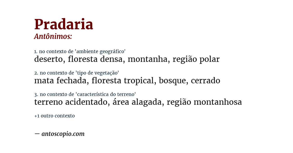 Antônimo de pradaria