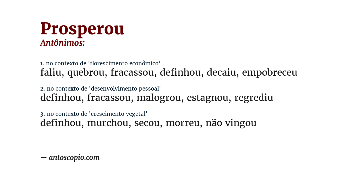 Antônimo de prosperou
