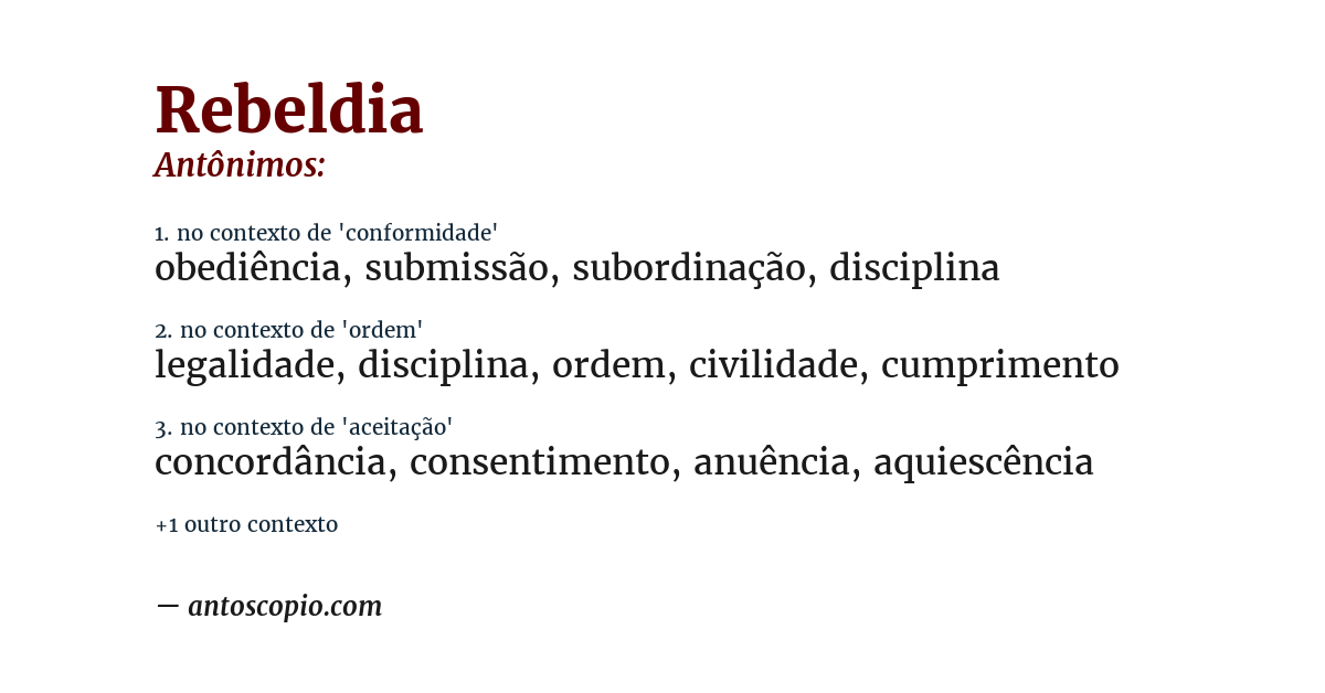Antônimo de rebeldia