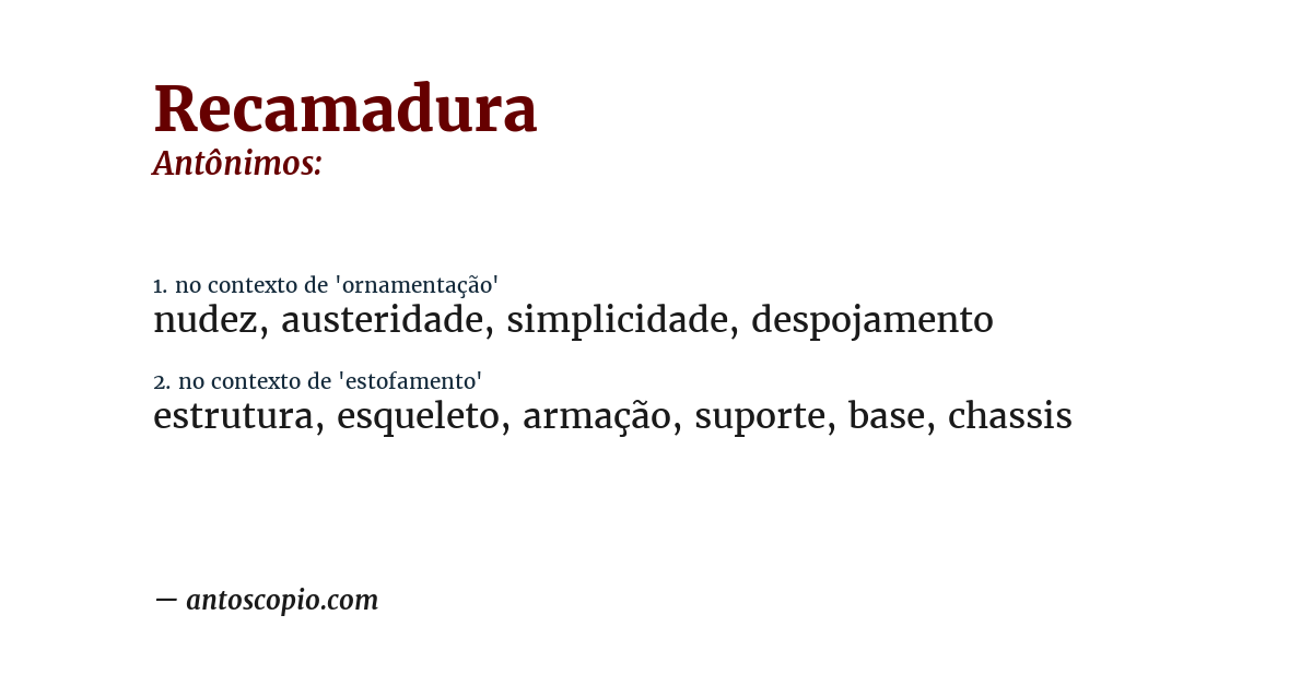 Antônimo de recamadura