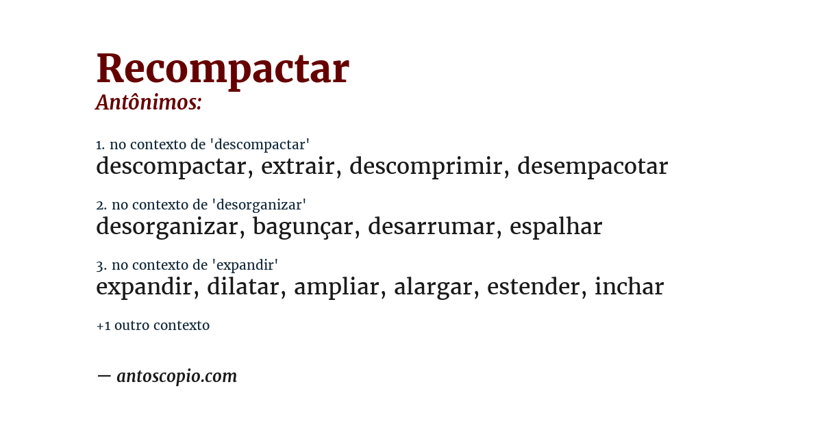 Antônimo de recompactar
