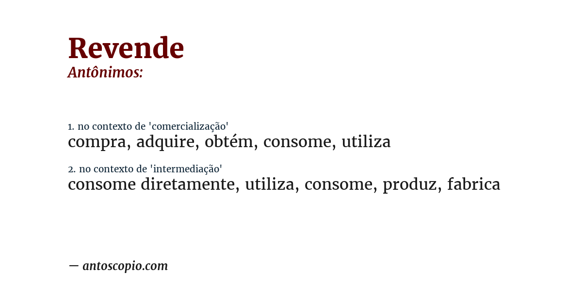 Antônimo de revende