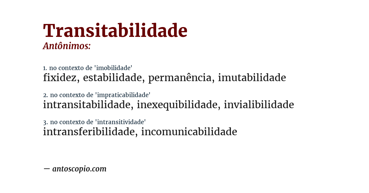 Antônimo de transitabilidade