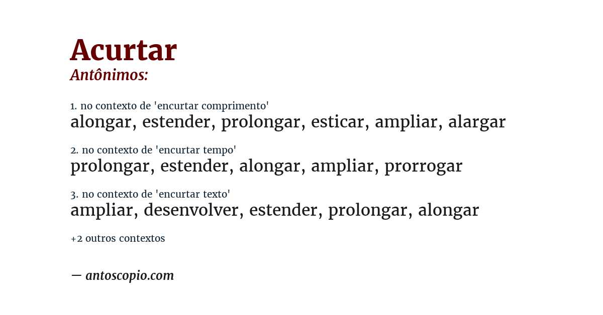 Antônimo de acurtar
