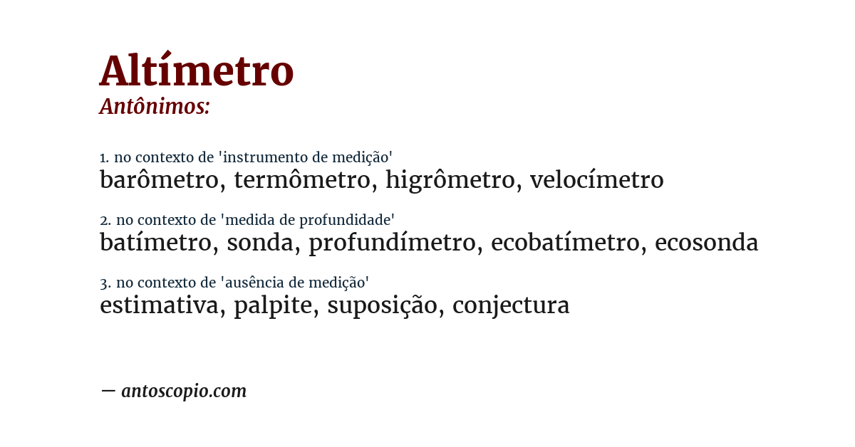 Antônimo de altímetro