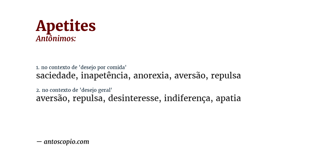 Antônimo de apetites