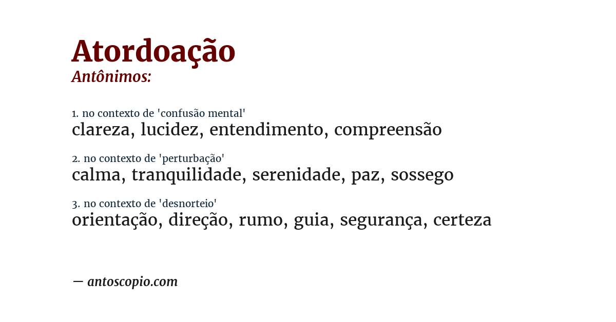 Antônimo de atordoação