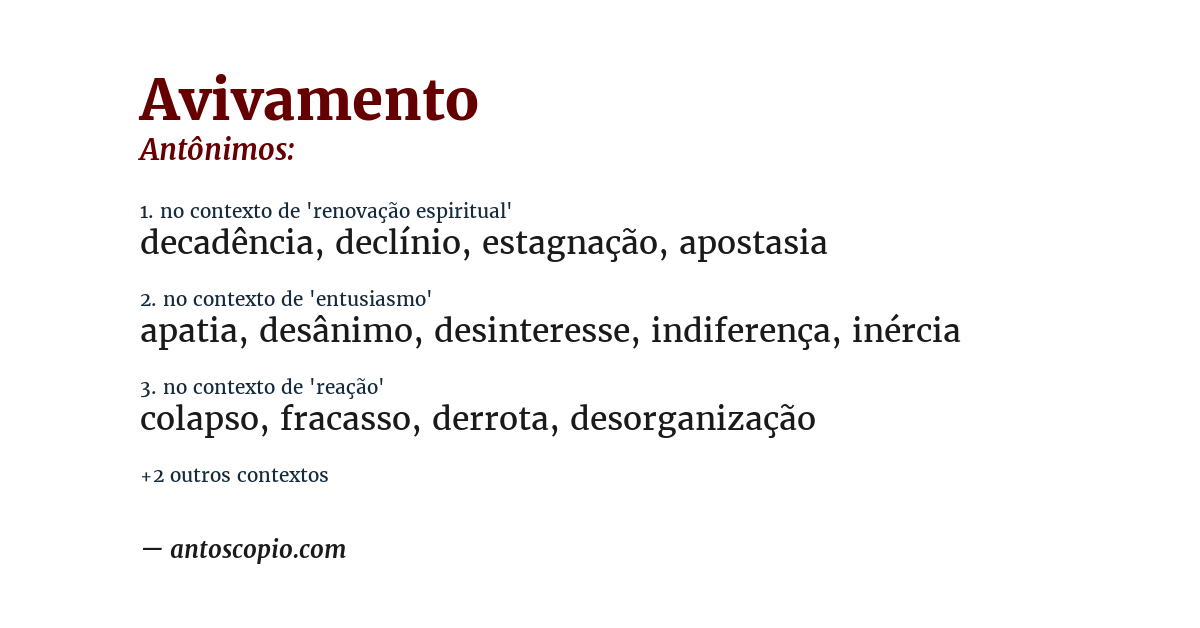 Antônimo de avivamento