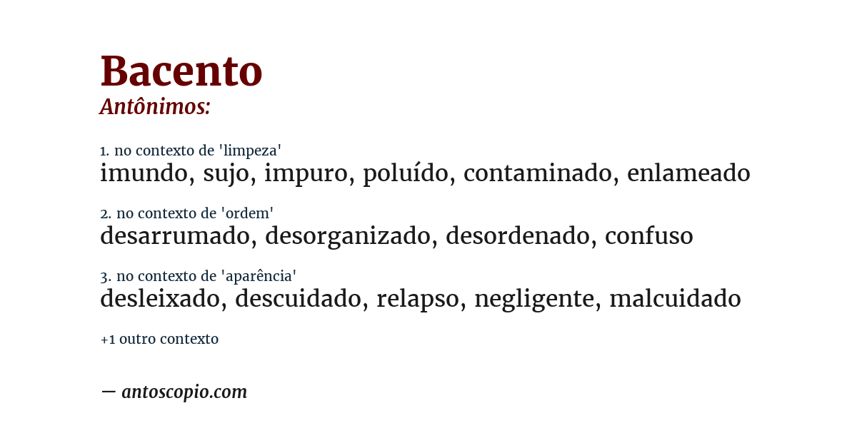 Antônimo de bacento