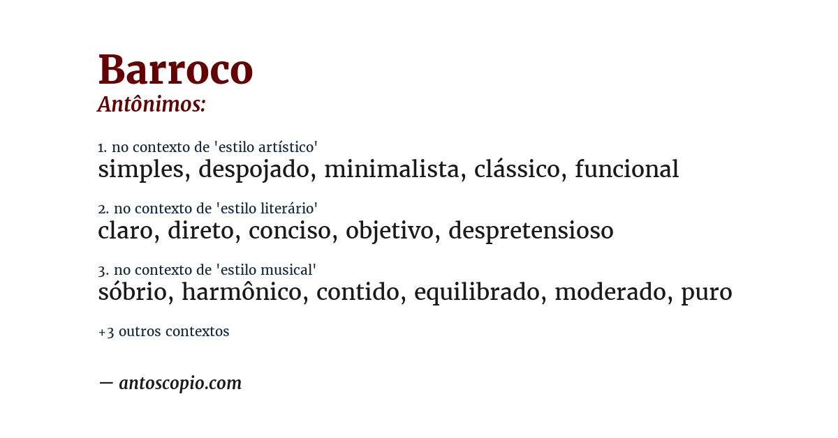 Antônimo de barroco