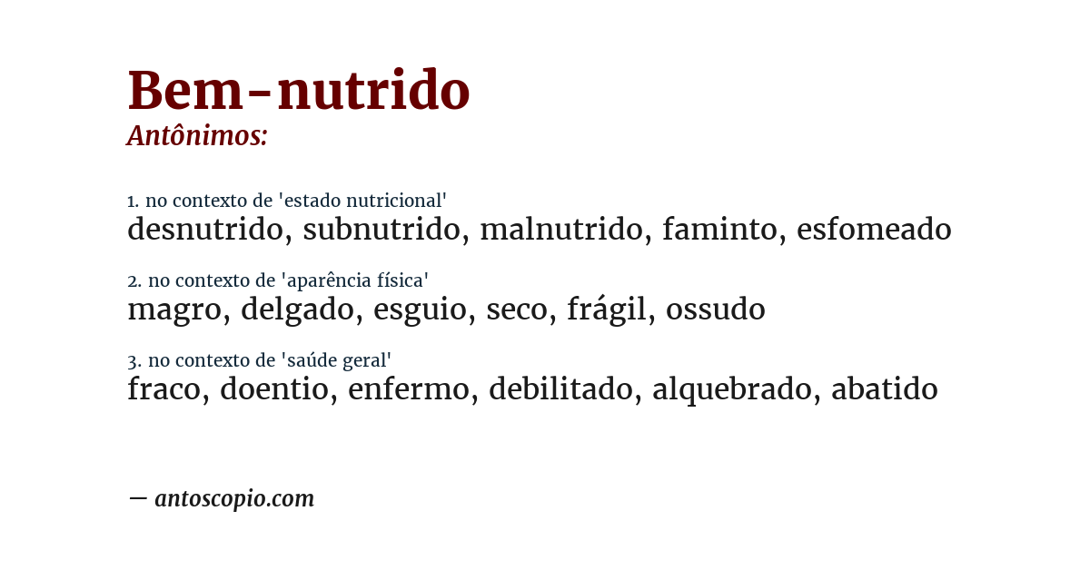 Antônimo de bem-nutrido