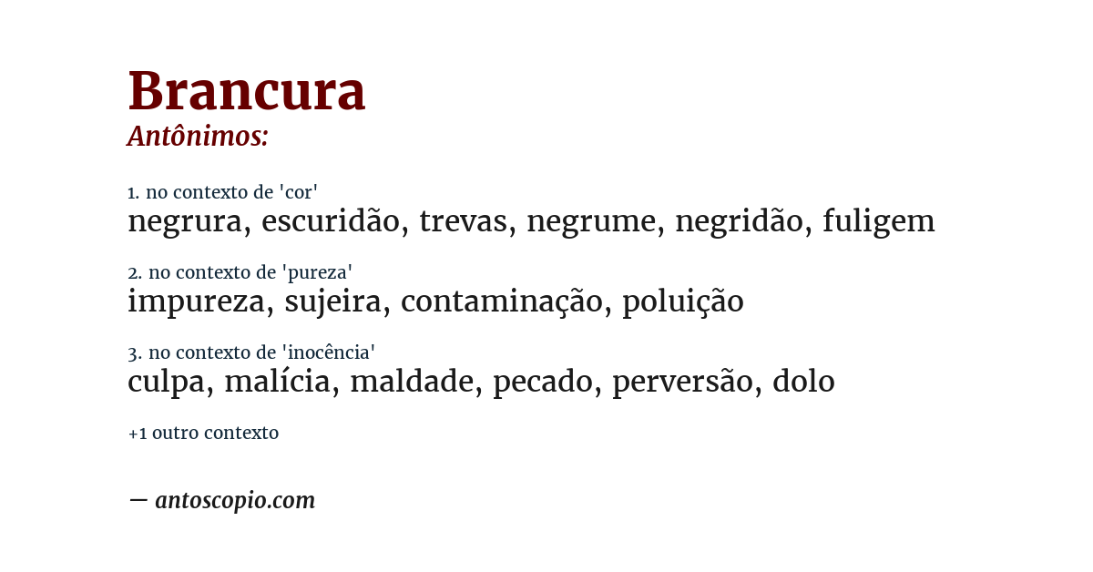 Antônimo de brancura