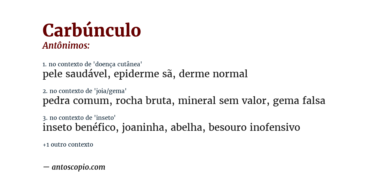 Antônimo de carbúnculo