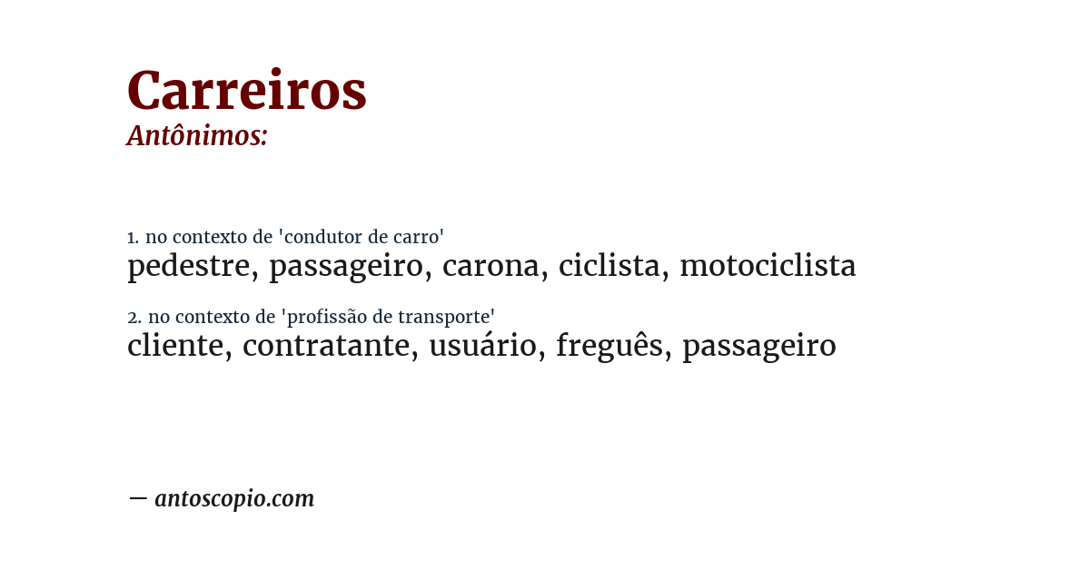 Antônimo de carreiros