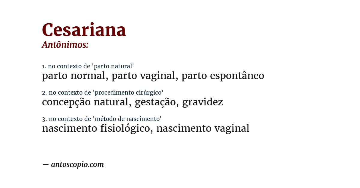 Antônimo de cesariana