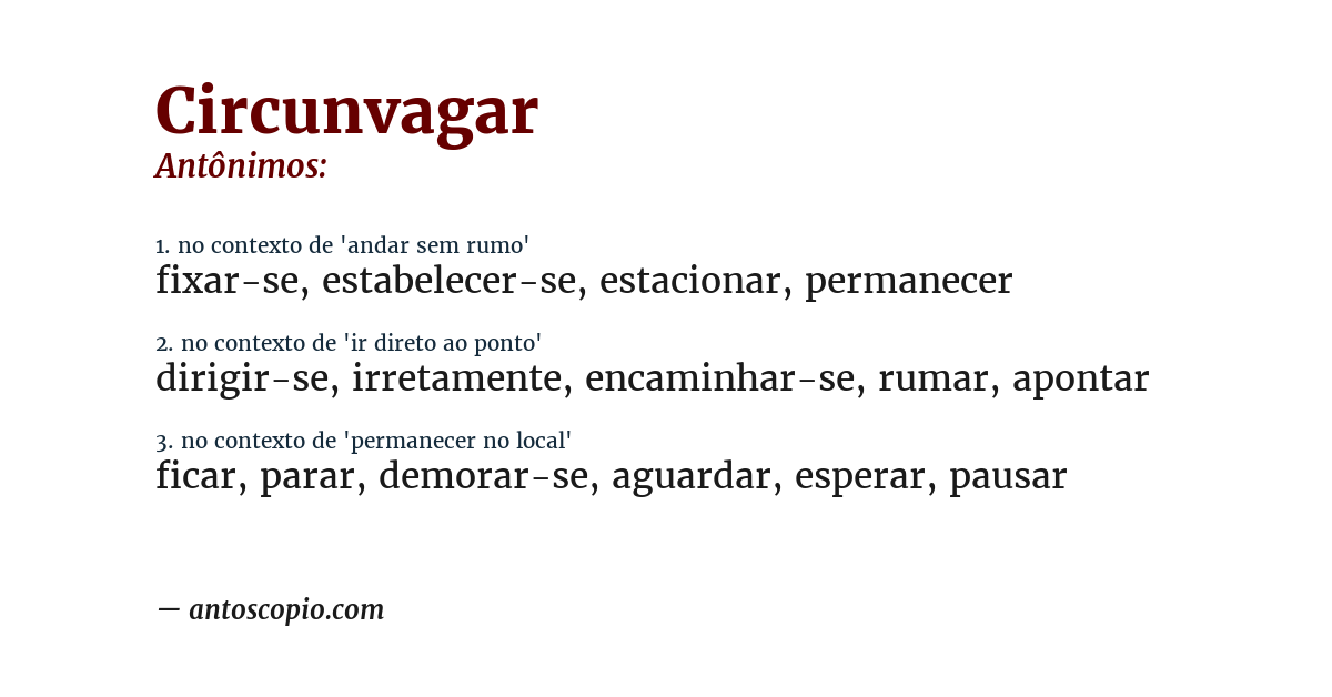 Antônimo de circunvagar