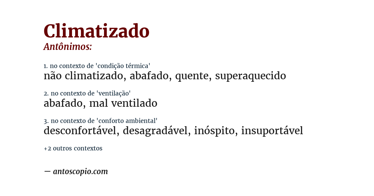 Antônimo de climatizado