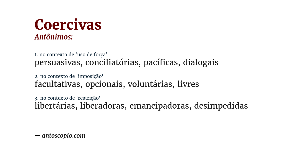 Antônimo de coercivas