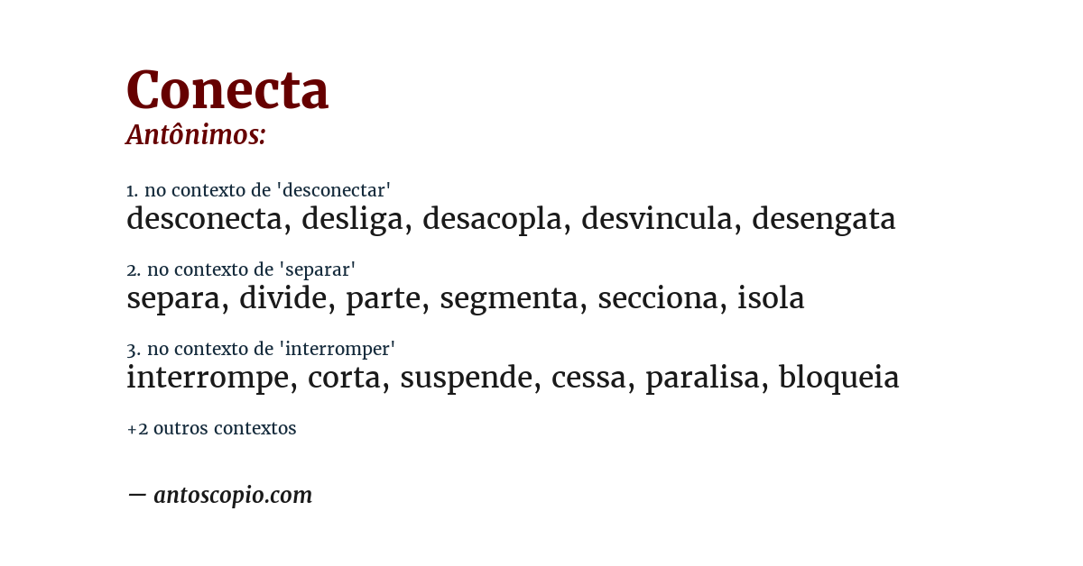 Antônimo de conecta