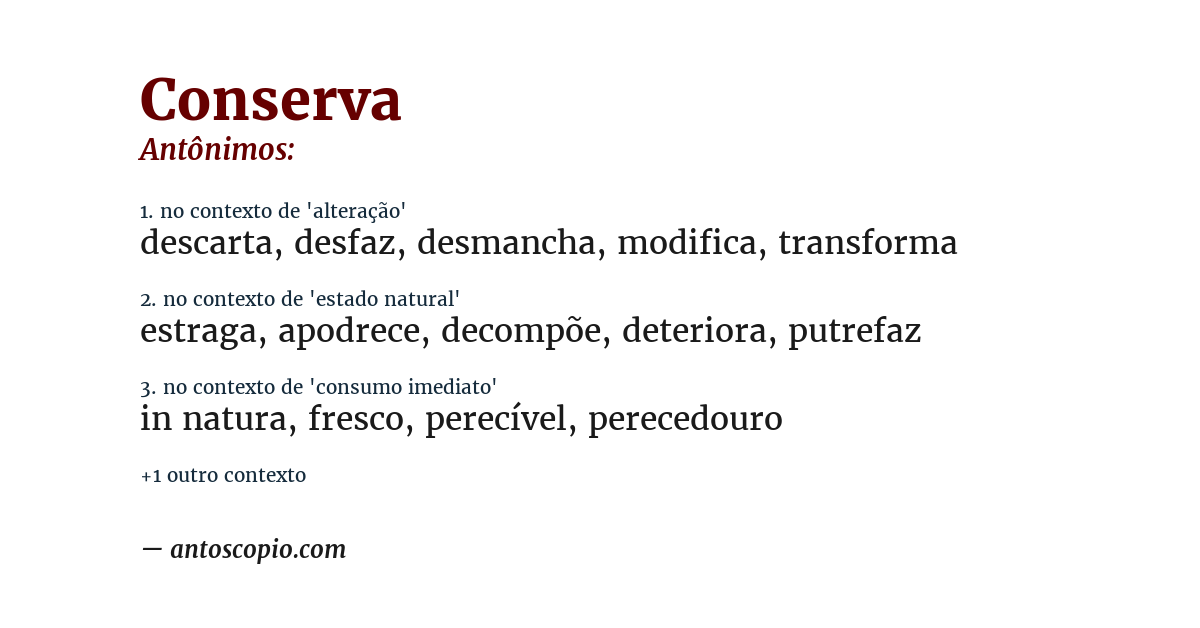 Antônimo de conserva