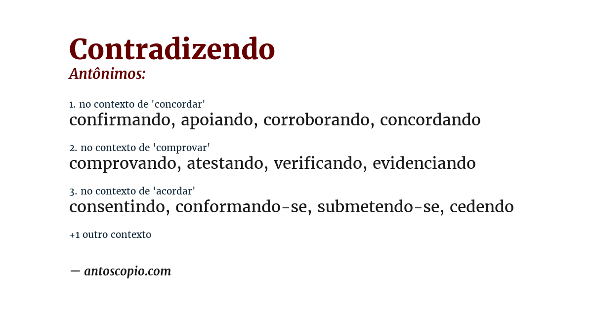 Antônimo de contradizendo