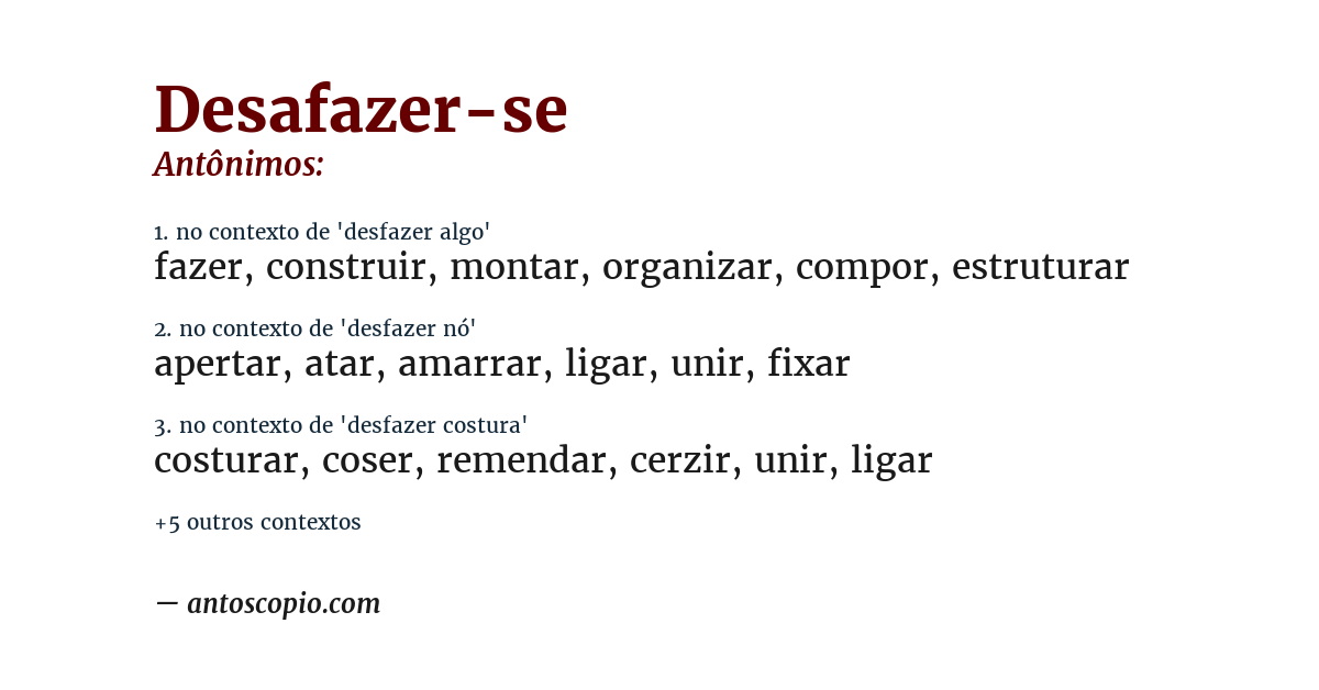 Antônimo de desafazer-se